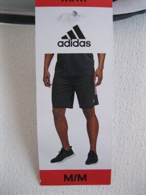 Adidas Men's 3 Stripe Shorts with Zipper Pockets Black Size M (1647)